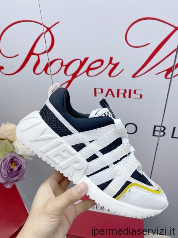 ρεπλίκα Roger Vivier Viv Go Lace Up Sneakers σε μαύρο λευκό τεχνικό ύφασμα 34 έως 40