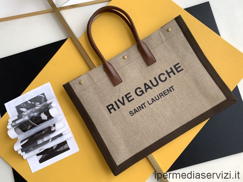 ρεπλίκα Saint Laurent Rive Gauche μεγάλη τσάντα σε εμπριμέ καμβά και δέρμα 509415 48x36x16cm