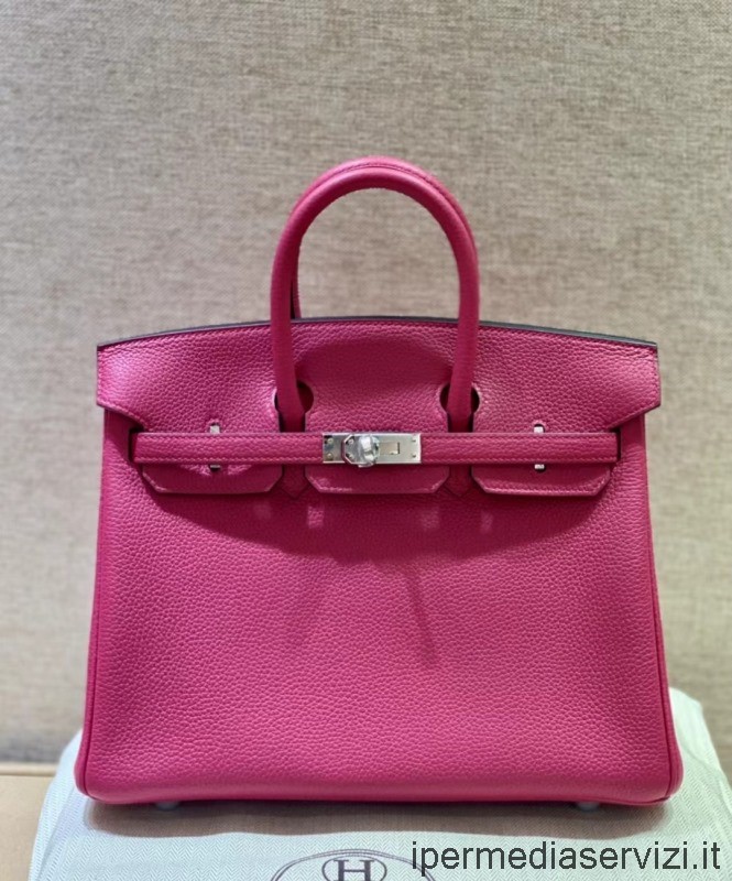 Ρεπλίκα Hermes Vip Birkin τσάντα 25 Tote από ροζ δέρμα Togo