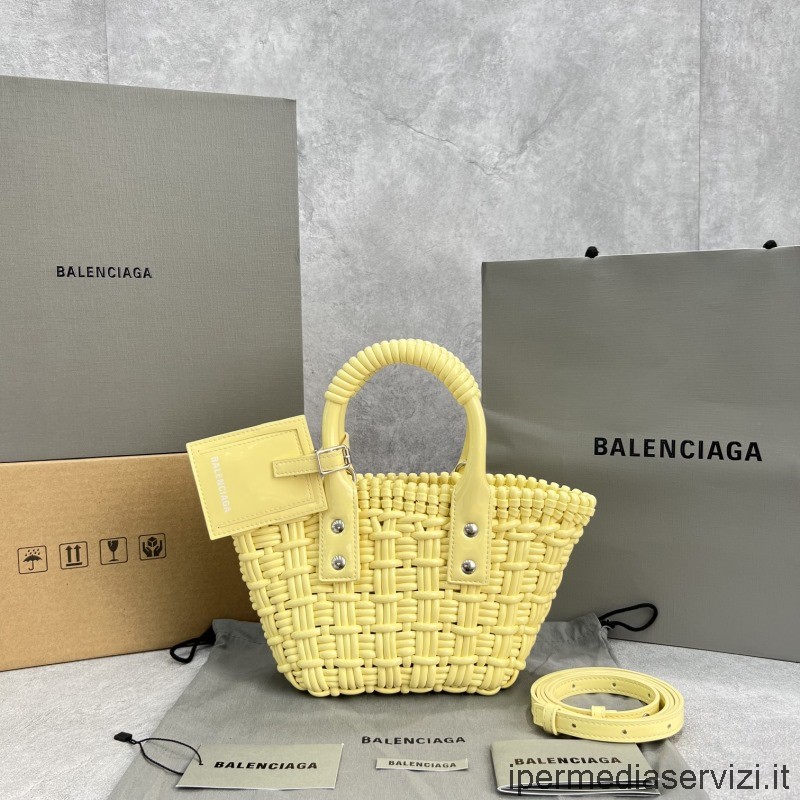 ρεπλίκα Balenciaga μεσαία τσάντα μπιστρό με κίτρινο λουράκι 92818 17x10x25cm