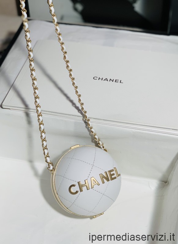 ρεπλίκα Chanel 2022 γιακάς λευκής μπάλας Minaudiere εξοπλισμένη θήκη Airpods Pro με αλυσίδα