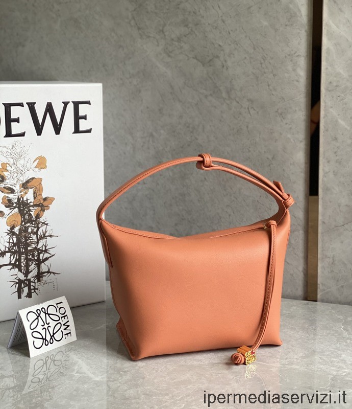 ρεπλίκα Loewe μικρή κυβική τσάντα χιαστί ώμου σε πορτοκαλί δέρμα μοσχαριού 20x17x12 Cm