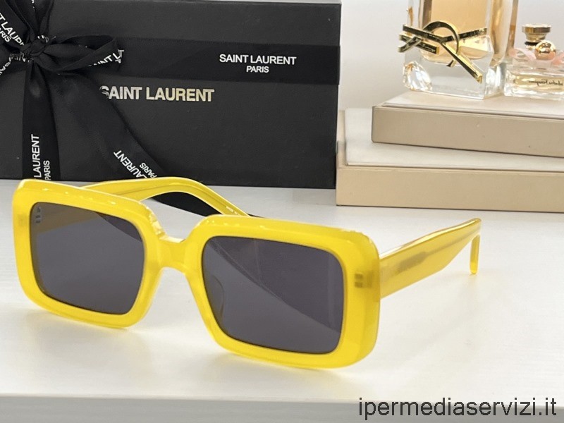 ρεπλίκα Saint Laurent ρεπλίκα τετράγωνο σκελετό γυαλιά ηλίου οξικό Sl534 κίτρινο