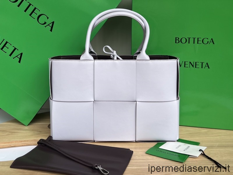 ρεπλίκα Bottega Veneta Arco μικρό λευκό καφέ Intrecciato δερμάτινο Tote Bag 30x20x11cm