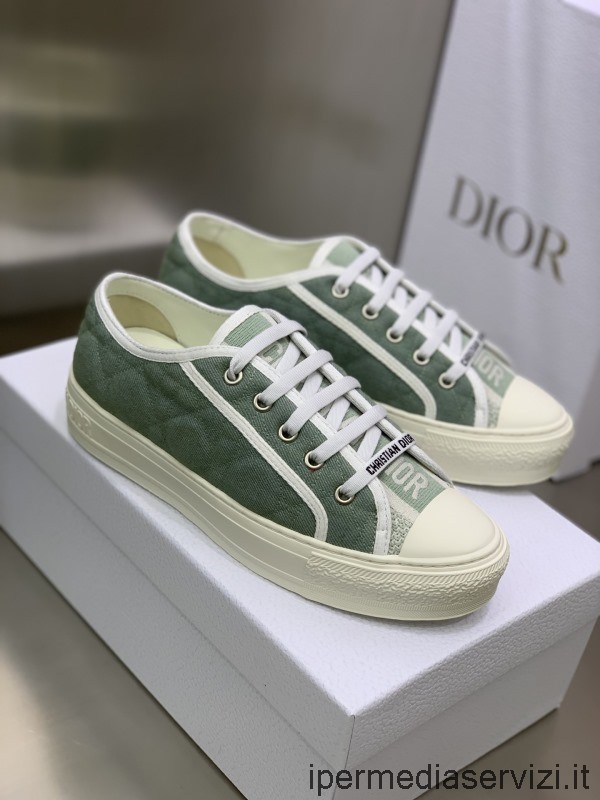 Replica Dior Walkndior Sneakers σε πράσινο ξεθωριασμένο τζιν κεντημένο τζιν 35 έως 41