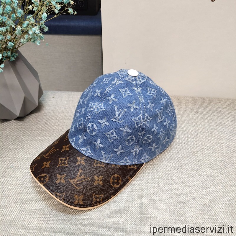 ρεπλίκα Louis Vuitton μονόγραμμα μπλε καπέλο του μπέιζμπολ