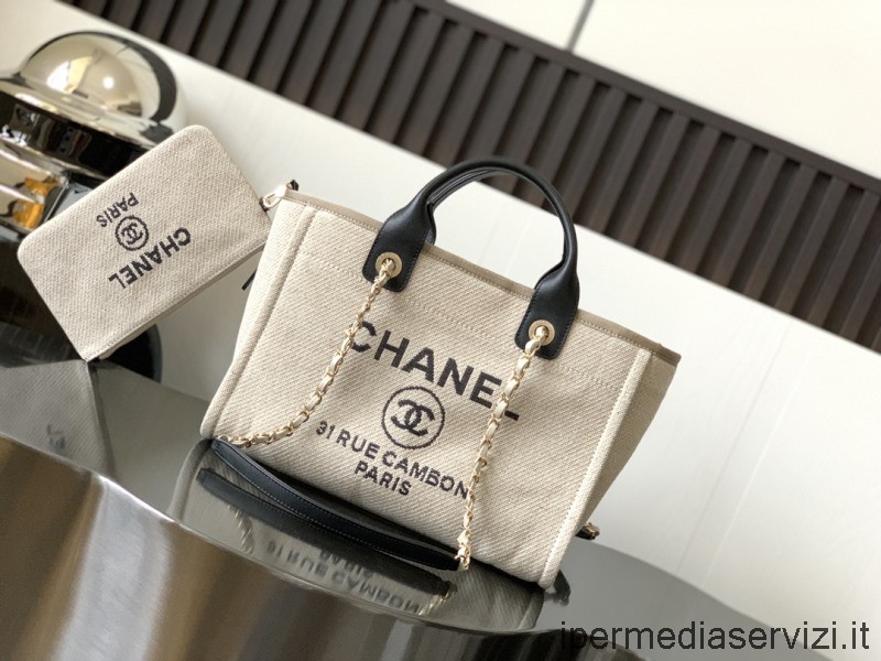Replica Chanel Medium Deauville Gray Raffia Canvas Shopping Tote Bag AS3257 33x26x15CM