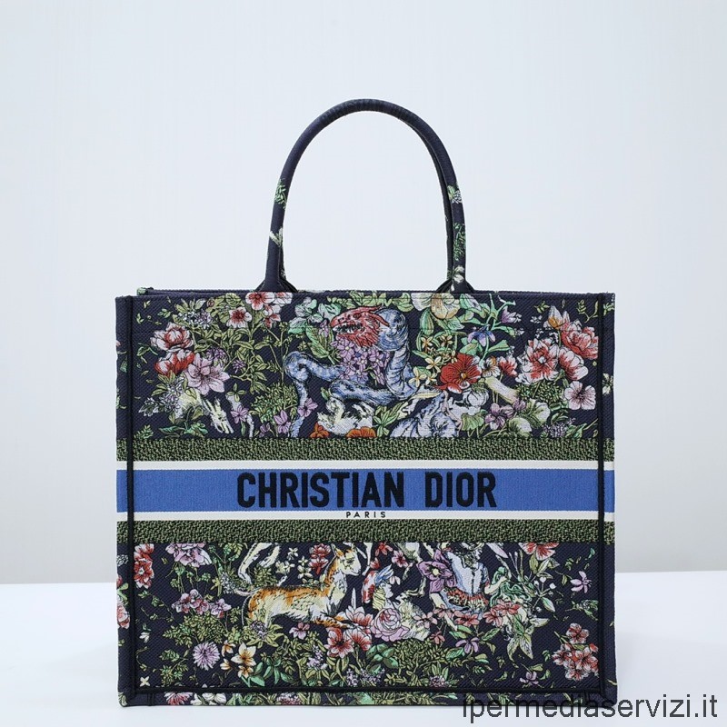 Replica Dior Large Dior Book Tote Bag in Blue Multicolor D Constellation Embroidery 41x34x16CM