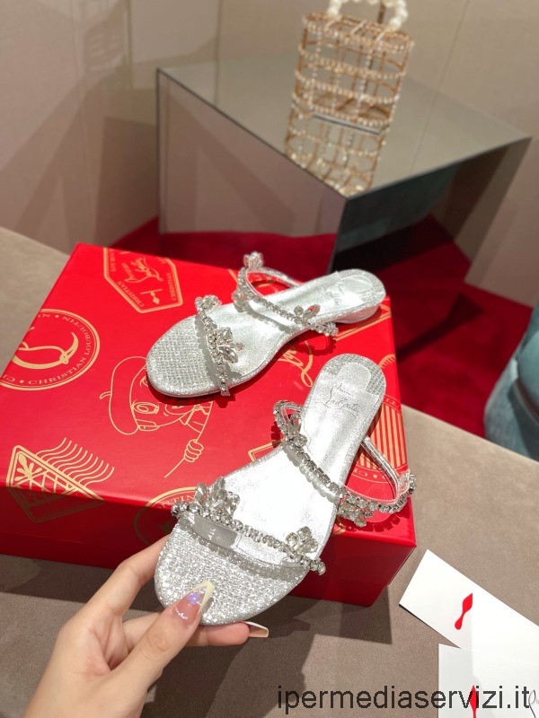 Replica Christian Louboutin Just Queenie Slides Sandal with Crystals 35 To 43