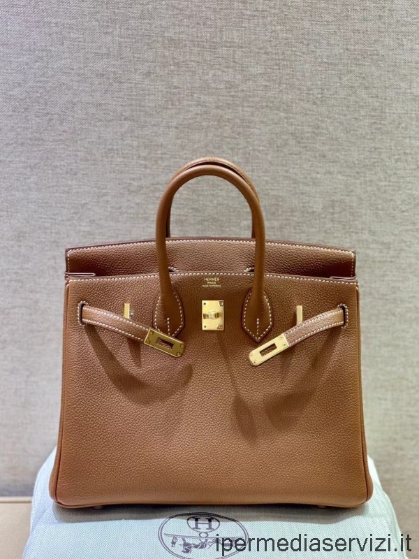 Replica Hermes VIP Birkin 25 Tote Bag in Brown Togo Leather