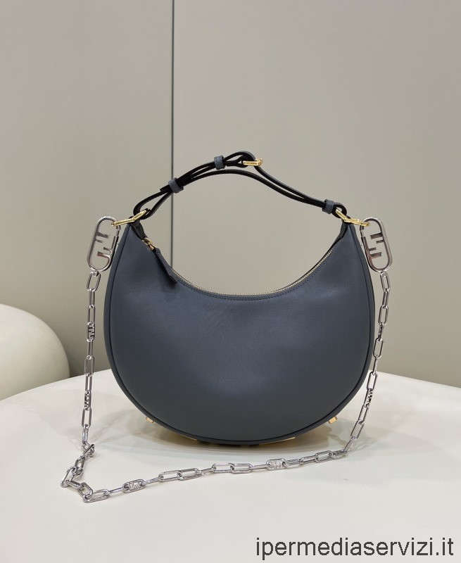 Replica Fendi Fendigraphy Medium Hobo Shoulder Chain Bag in Black Leather 80056M 29x24x10CM
