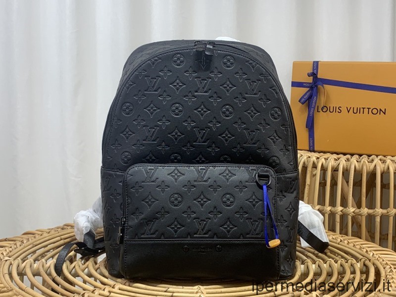 Replica Louis Vuitton Racer Backpack in Black Monogram Shadow Calf Leather m46109 33x41x18CM