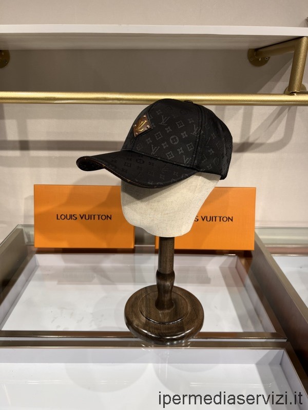 Replica Louis Vuitton Monogram Baseball Cap Hat in Black