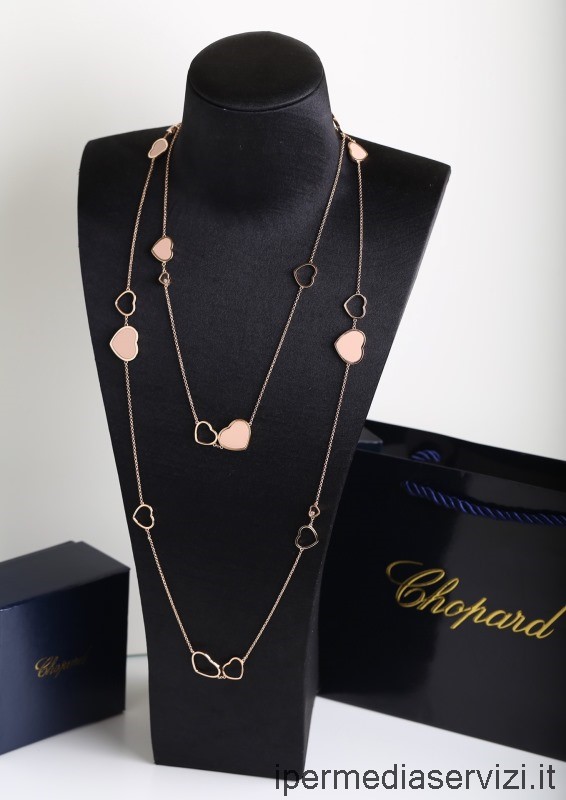 Replica Chopard Happy Hearts Sautoir Diamonds Necklace in Pink