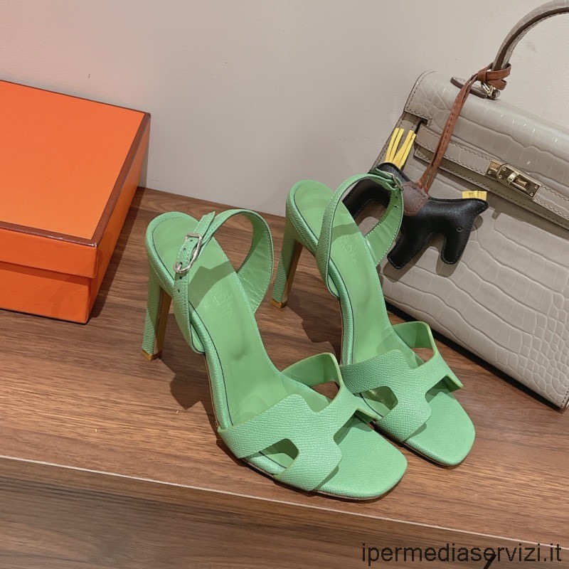 Replica Hermes Ella High Heel Sandal in Green Calf Leather 105MM 35 To 42