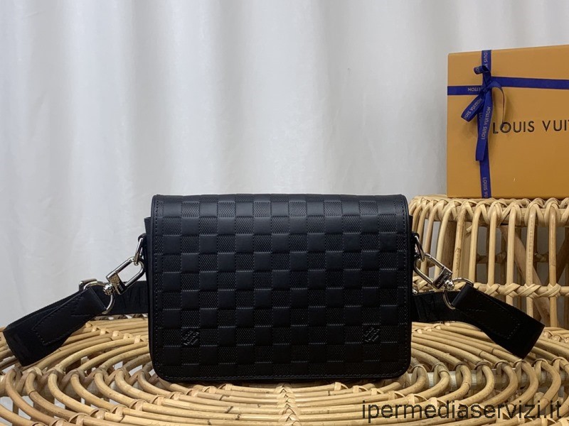 Réplica De Louis Vuitton Bolso De Mensajero De Estudio Para Hombre En Cuero Negro Damier N50007 23x14x5cm