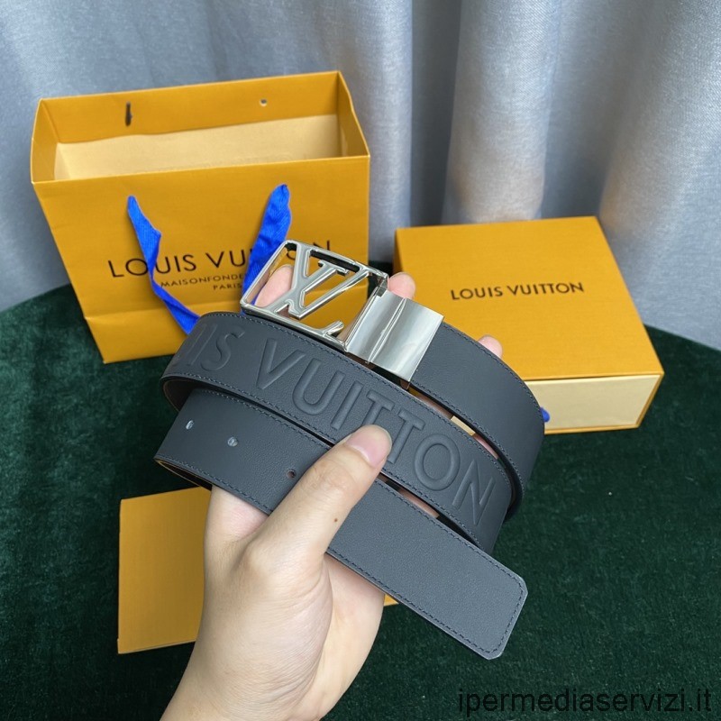 Réplica Louis Vuitton Lv Aerogram 35mm Cinturón De Cuero Negro Reversible