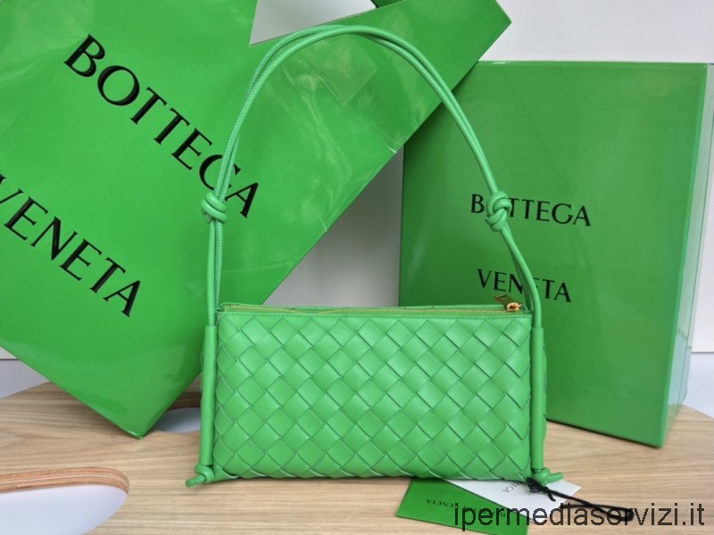 Réplica De Bottega Veneta Verde Pequeña Bolsa De Cuero Intrecciato En Correa Con Correa 26x13x13cm