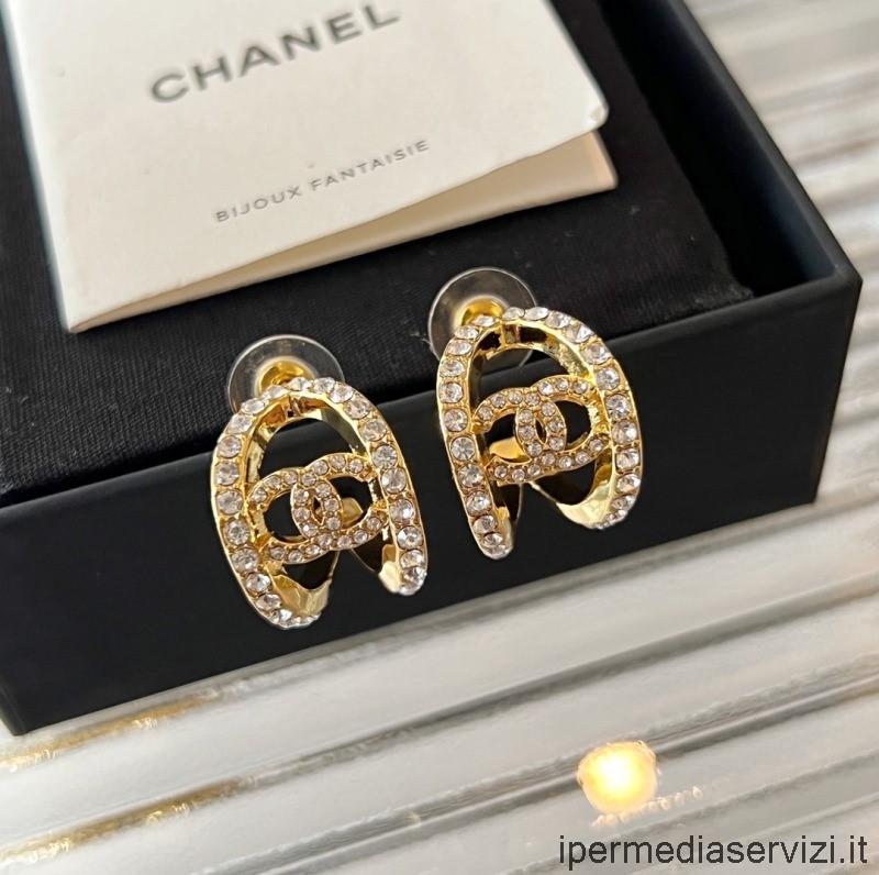 Replica Chanel Cristales Cc Logo Pendientes