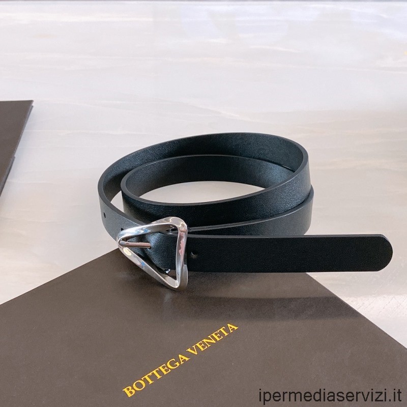 Réplica De Bottega Veneta Cinturón De Cuero Con Hebilla Triangular En Negro De 20 Mm
