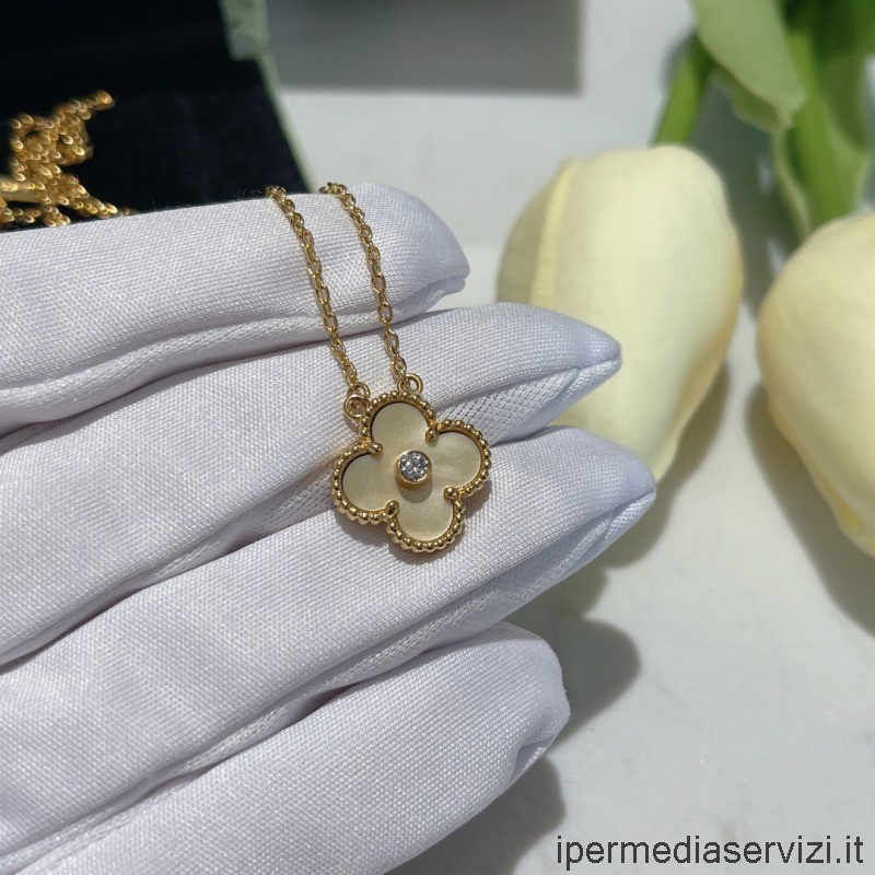 Réplica Van Cleef Arpels Vintage Alhambra Diamante Colgante Collar Amarillo