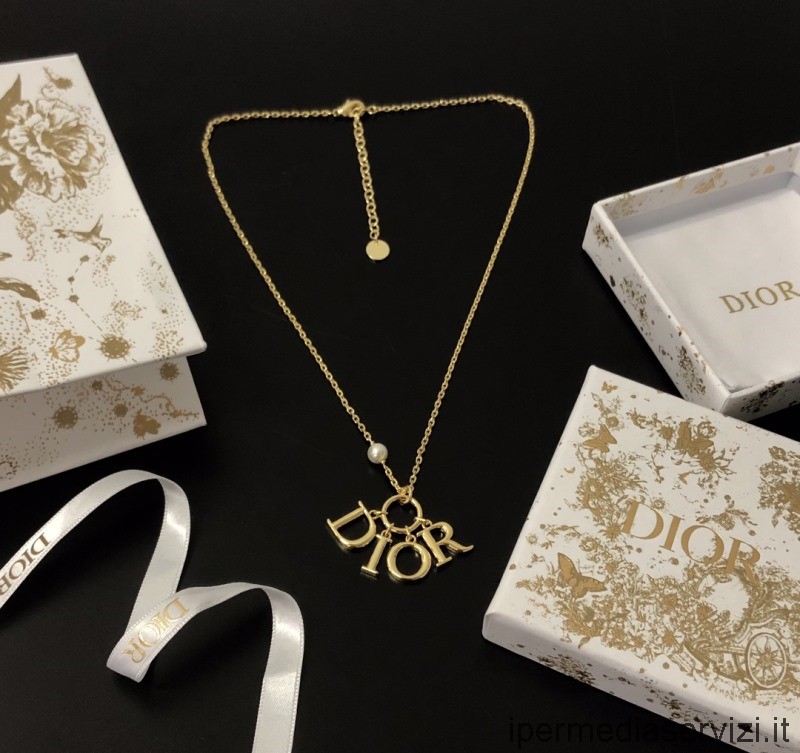 Réplica De Dior Revolution Collar Con Colgante De Oro Monograma