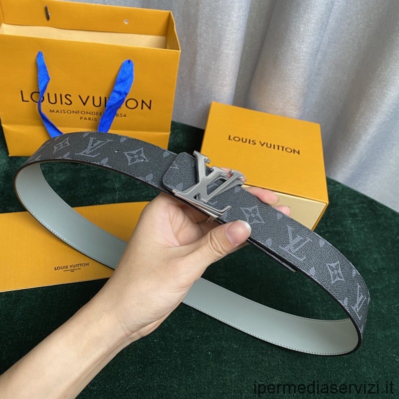 Réplica De Louis Vuitton Lv Shake 40mm Cinturón Reversible De Cuero Gris Con Monograma