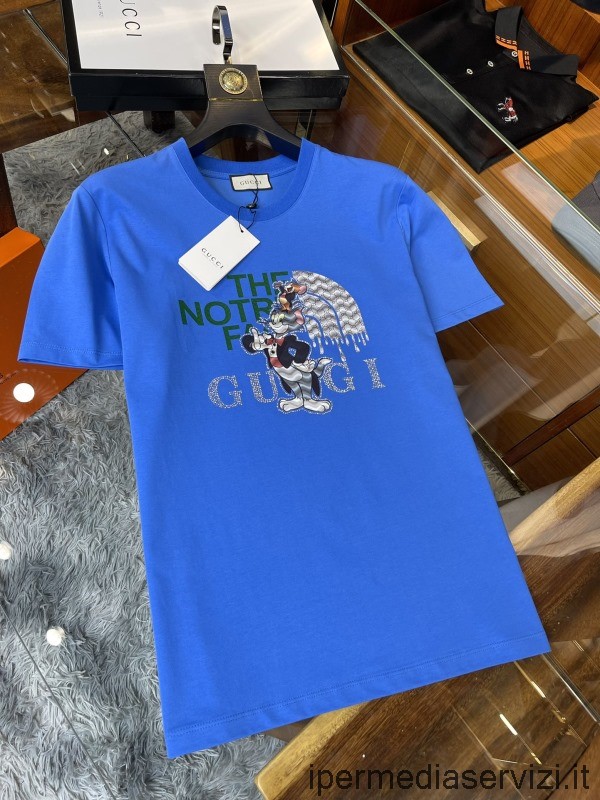 Réplica Gucci X Disney Hombre Pato Donald Azul Algodón Camiseta M A Xxxxl