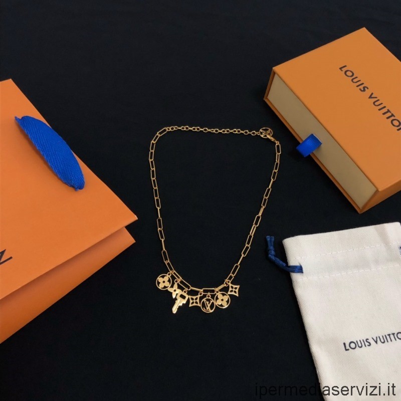 Réplica Louis Vuitton Vacaciones Romanas Lv Cadena De Bloqueo Collar De Oro