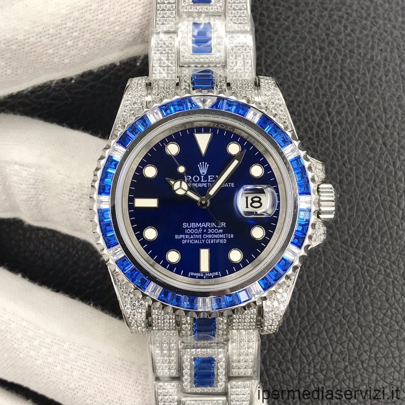 Réplica Rolex Vip Gmt Master Full Diamantes Reloj Azul