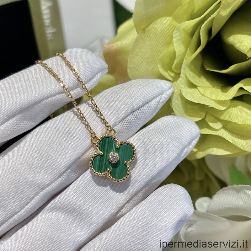 Réplica Van Cleef Arpels Vintage Alhambra Collar Con Colgante De Diamantes Verde