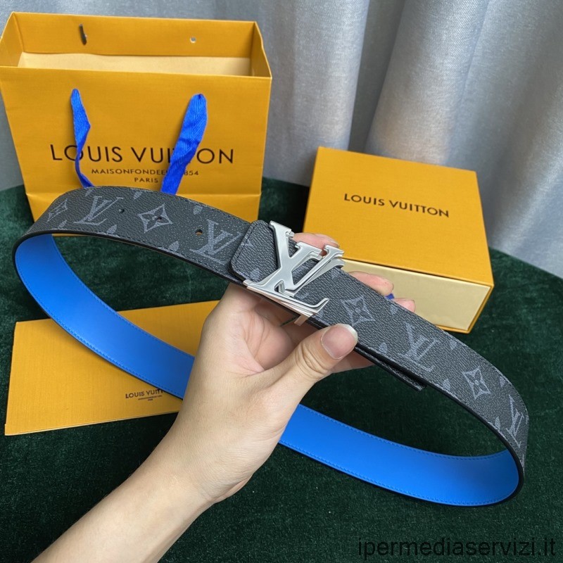 Réplica Louis Vuitton Lv Shake 40mm Reversible Monogram Cinturón De Cuero Azul
