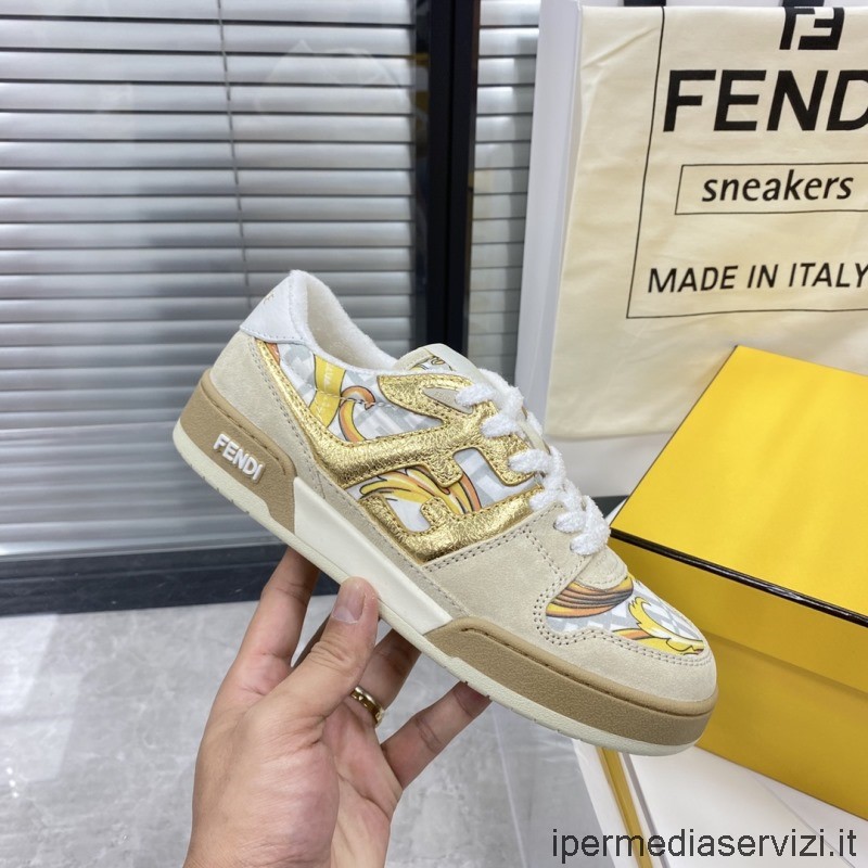 Replica Fendi X Versace Match Fendace Sneakers Basse In Raso Bianco Stampato Dalla 35 Alla 40 45