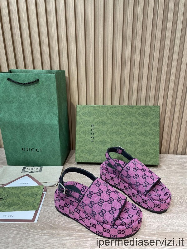 Replica Gucci 2022 Naisten Alusta Violetti Gg Supreme Canvas Litteät Sandaalit 35-43