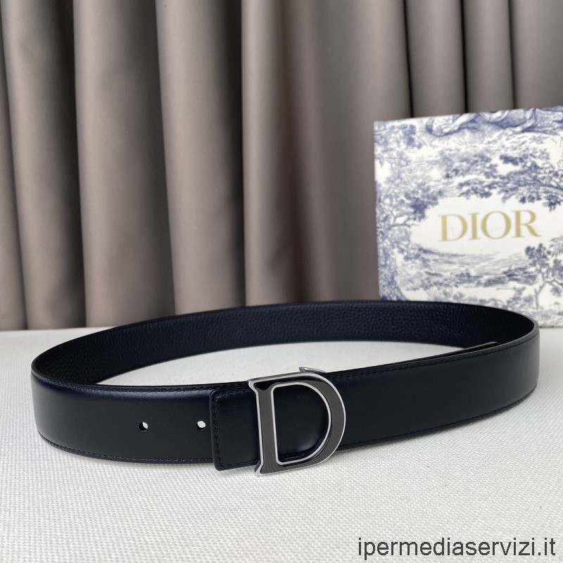 Réplique Dior 2022 Boucle D Ceinture En Cuir Noir 35mm