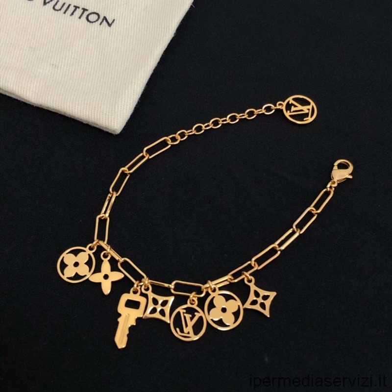 Replique Louis Vuitton Vacances Romaines Lv Lock Chain Bracelet Or