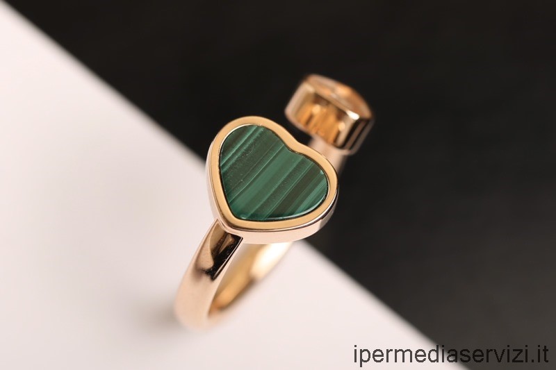 Replika Chopard Boldog Szívek Gyémánt és Gyöngyház Gyűrű Zöld