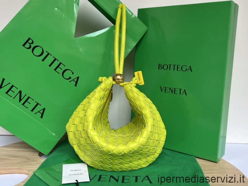 Replika Bottega Veneta Középsárga Zöld Intrecciato Bőr Hobo Tasak állítható Pánttal 40x3x24cm