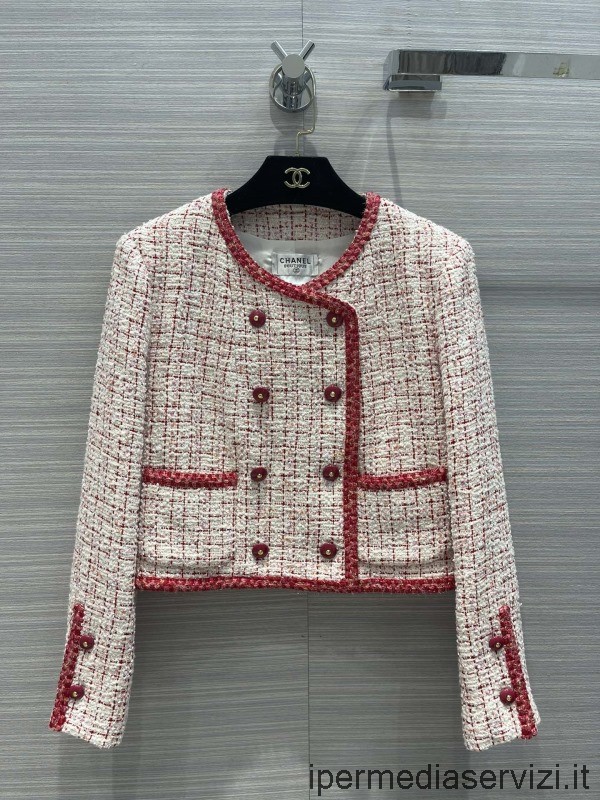 Replika Chanel Vintage Rózsaszín Tweed Kabát Sml