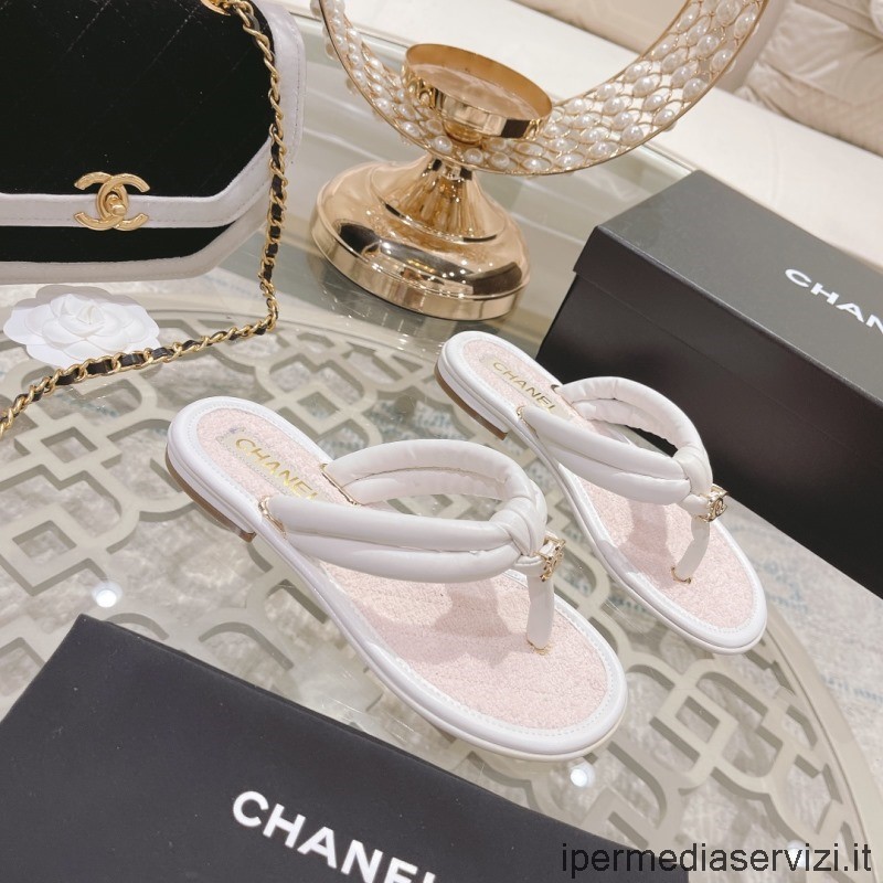 Replica Chanel 2022 Fehér Bőr Szandál 35-41