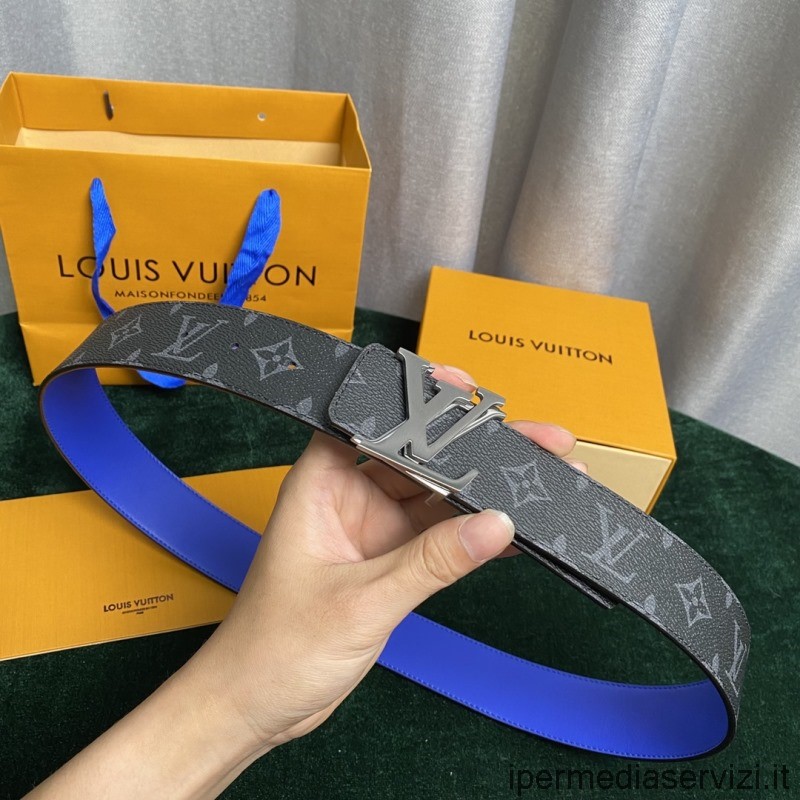 Replika Louis Vuitton Lv Shake 40 Mm-es Megfordítható Monogramos Kék Bőr öv