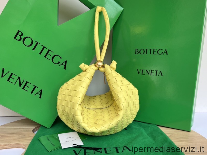 Replica Bottega Veneta Középsárga Intrecciato Bőr Hobo Táska állítható Pánttal 40x3x24cm