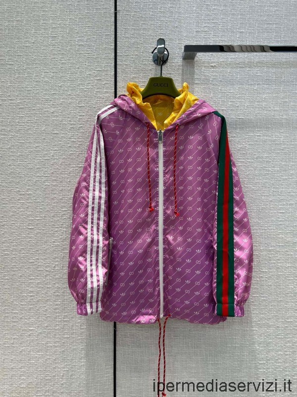 Replica Gucci X Adidas Trefoil Print Kabát Lila Sárga Sml