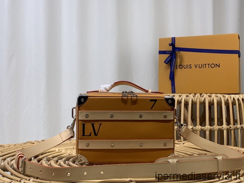 Replika Louis Vuitton Lvxnba Fogantyús Csomagtartó Felső Fogantyúval Bézs Bőrből M45785 21x15x7cm