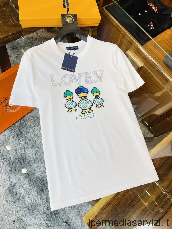 Replica Louis Vuitton Heren Lovey Duck Wit Katoenen T-shirt M Tot Xxxxl