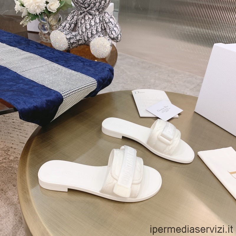 Replica Dior Evolution Slide Sandaal In Glanzende Technische Stof Wit 35 Tot 41