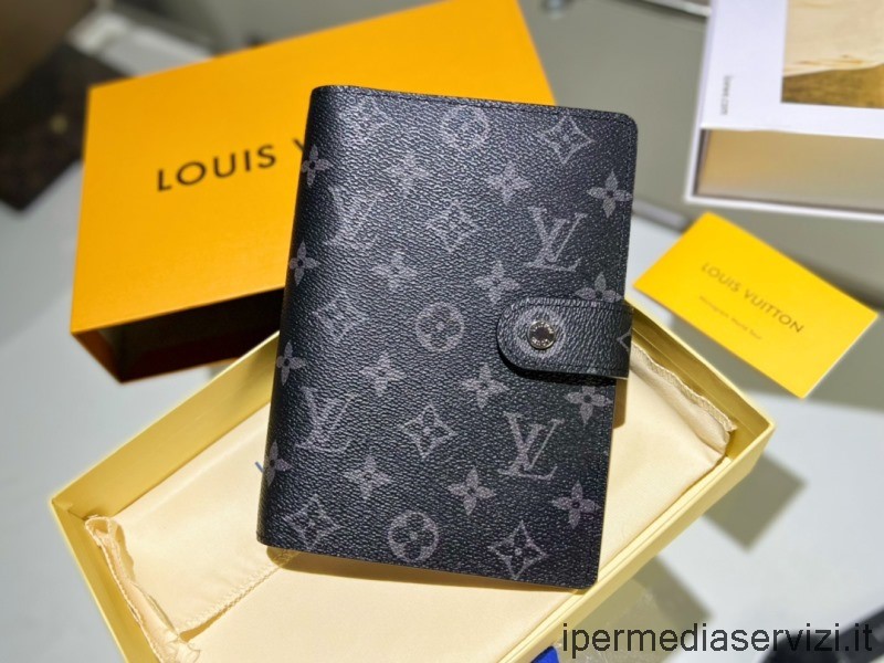 Replika Louis Vuitton Stor Ring Agenda Omslag Notatbok I Svart Monogram Lerret R20106 19x14cm