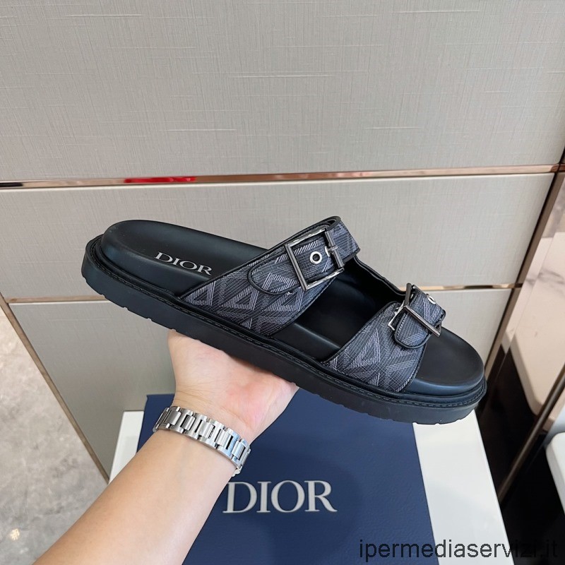 Kopi Dior Aqua Slide Sandal I Dior Svart Cd Diamant Lerret 38 Til 45