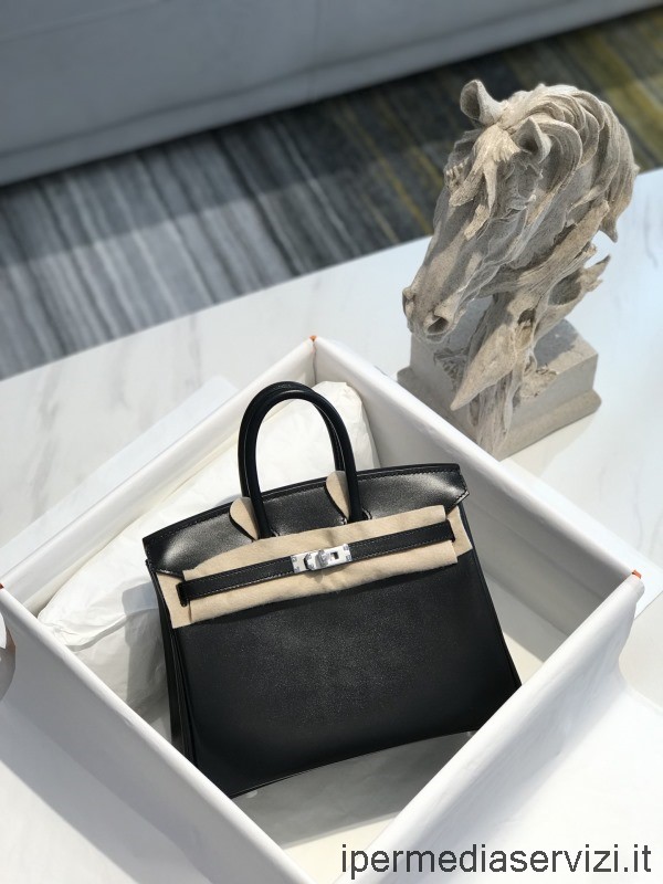 Replica Hermes Birkin 25 So Black Shiny Box Kalveskinn Tote Bag