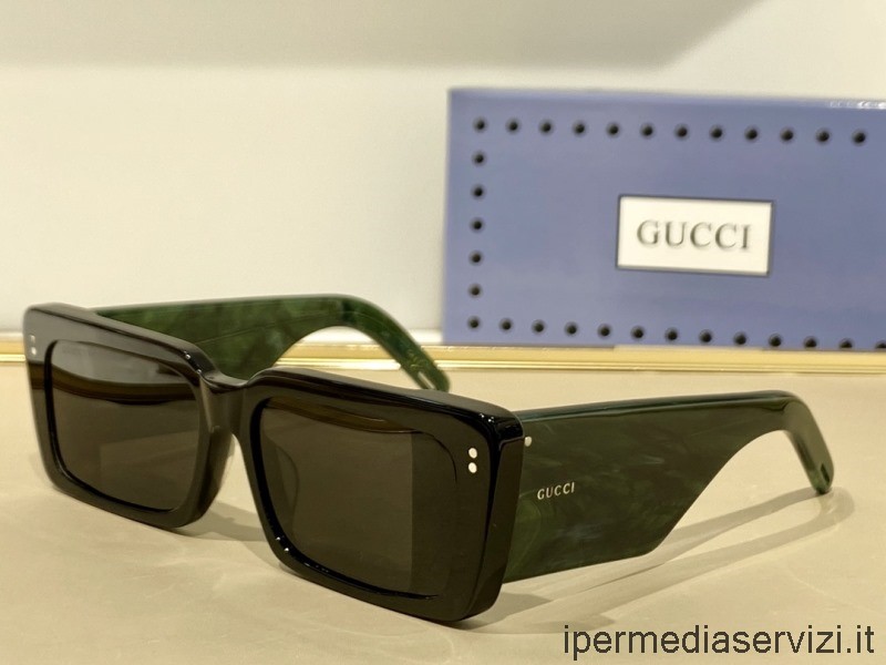 Replica Gucci Acetato Occhiali Da Sole Con Patta Rettangolare Gg0543 Verde Nero